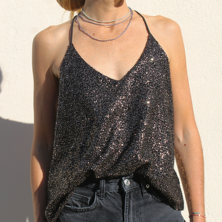 top noir a paillettes
