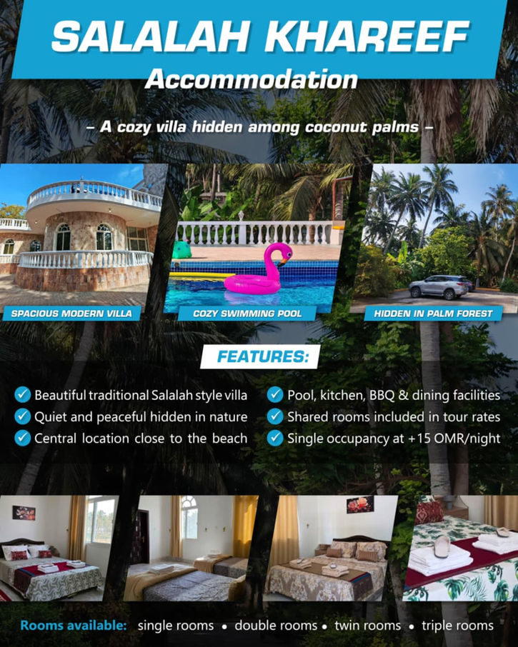 Private accommodation included in the four-day Salalah adventure tour