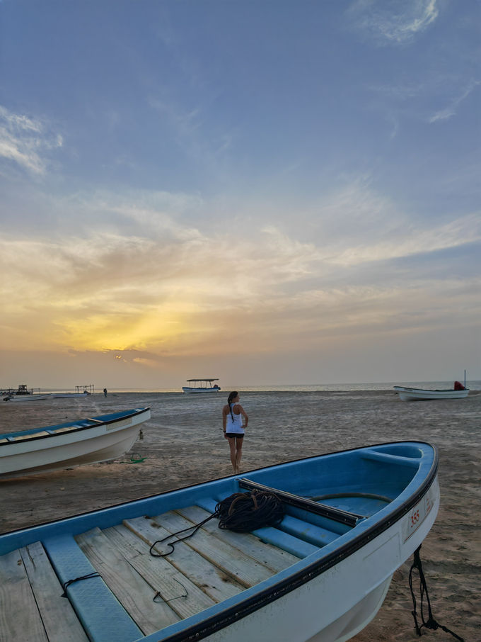 Traditional fishing boat on the beach at Ras Al Hadd