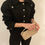 Thumbnail: Small suede lambskin leather shoulder tote bag