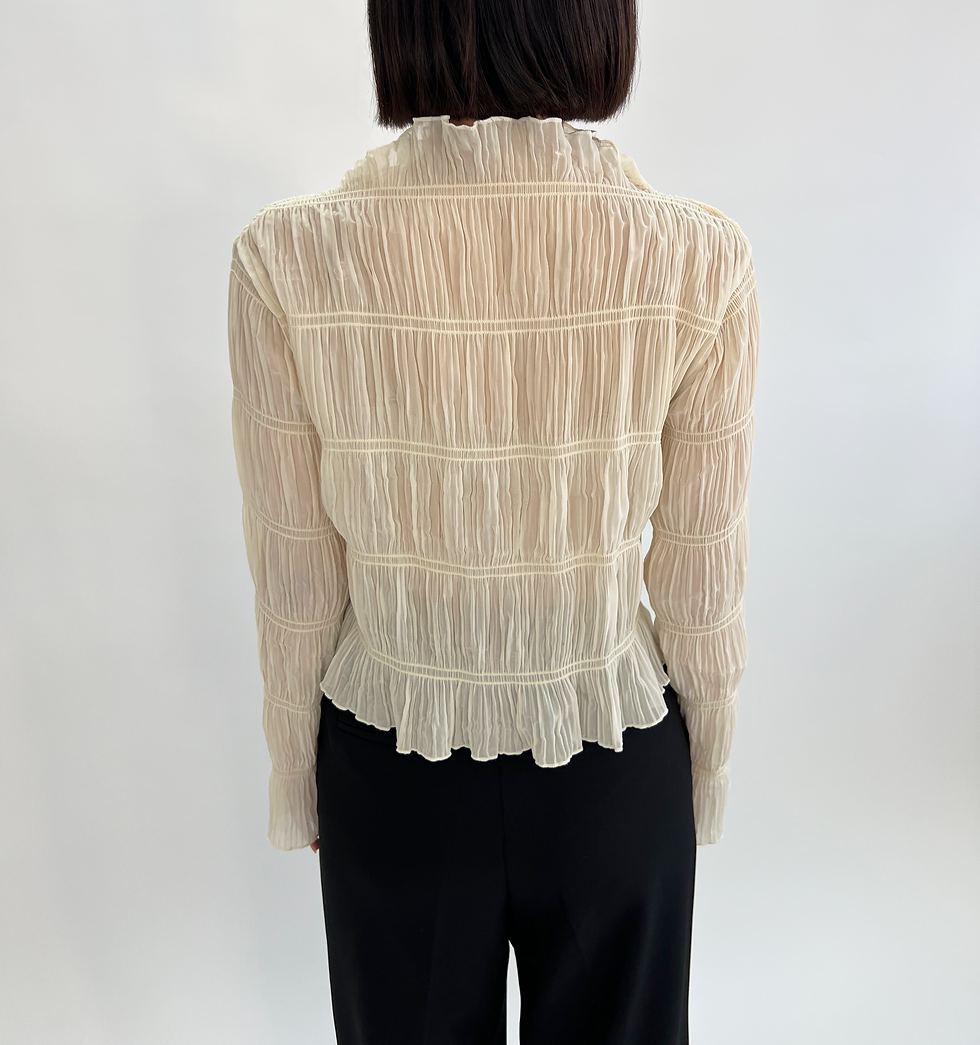 Thumbnail: Bohemian textured blouse in cream