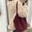 Thumbnail: Suede shoulder bag in burgundy