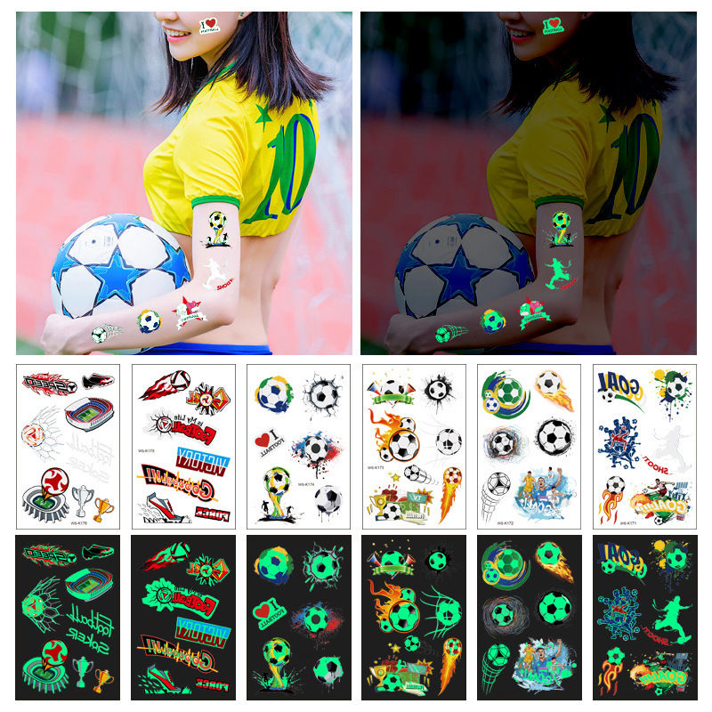 Thumbnail: Football Luminous Tattoos For Kids Soccer Ball Temporary Tattoo Sticker Glow In 