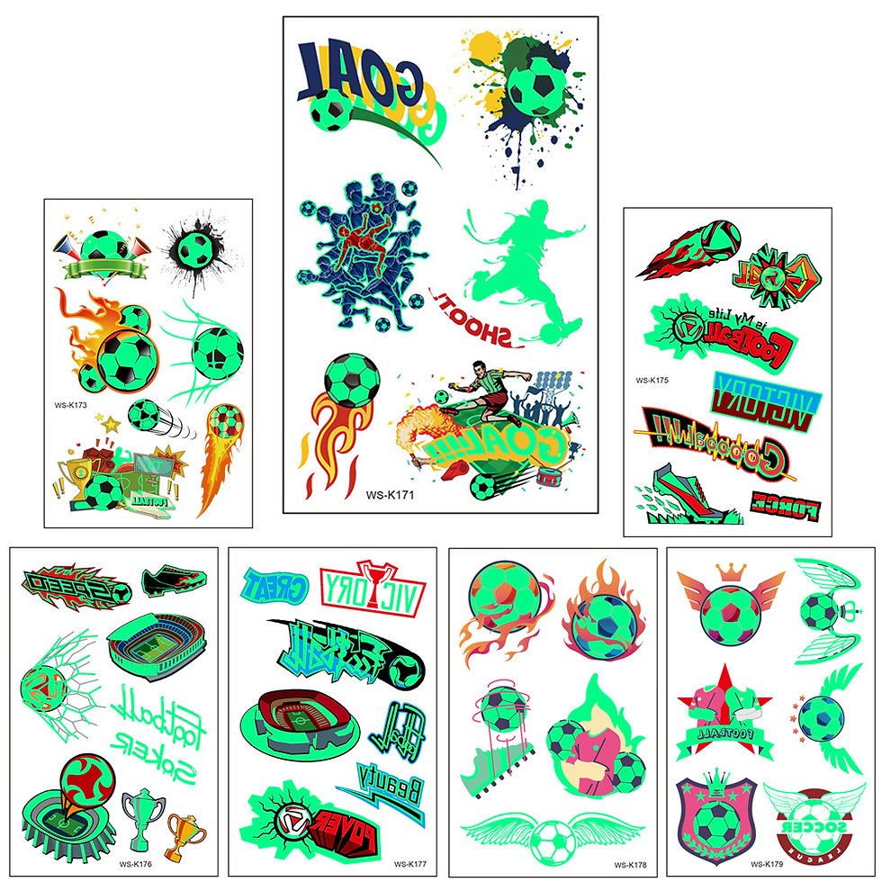Thumbnail: Football Luminous Tattoos For Kids Soccer Ball Temporary Tattoo Sticker Glow In 