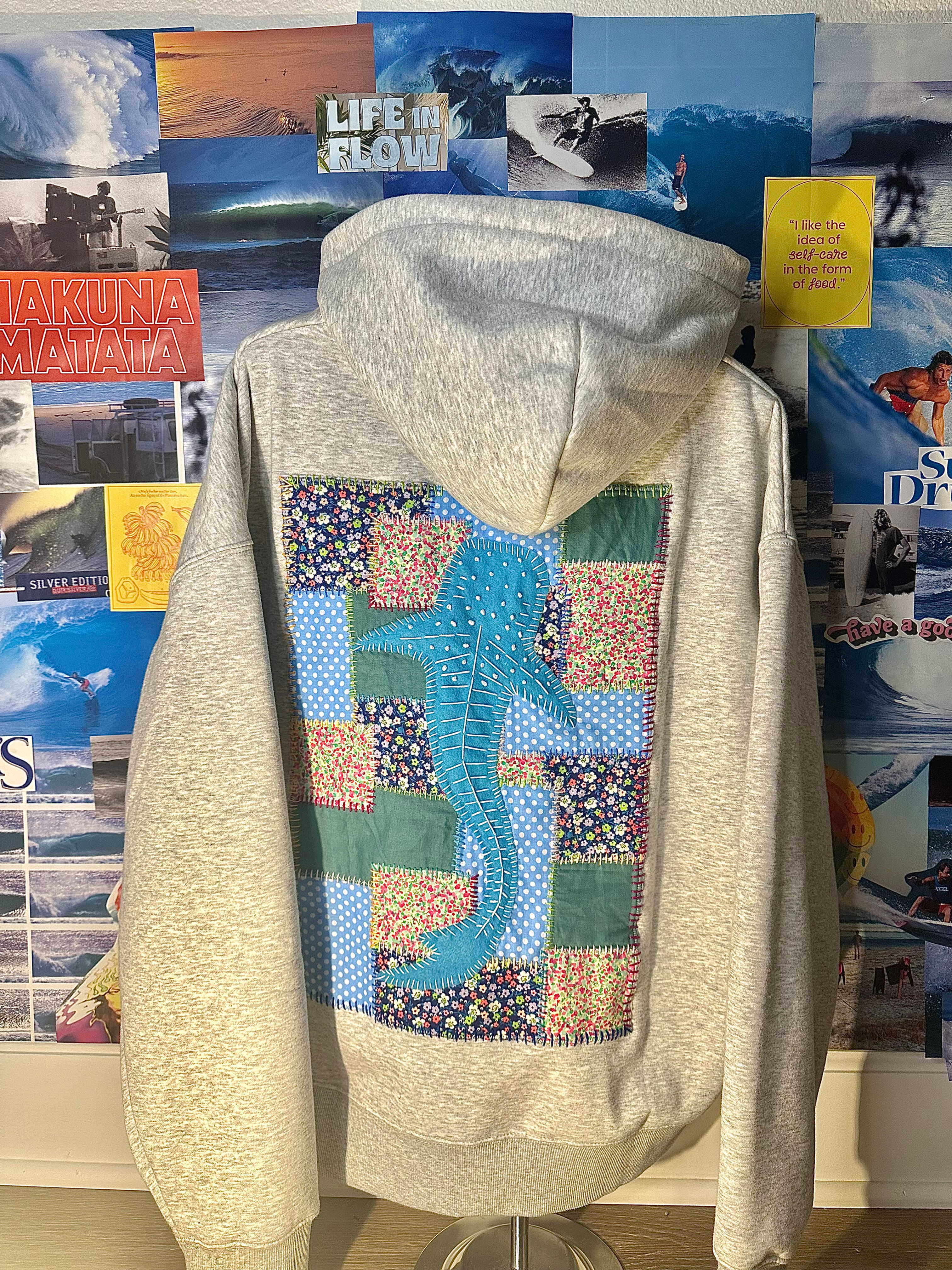 Hand-Stitched Whale Shark Hoodie- plain