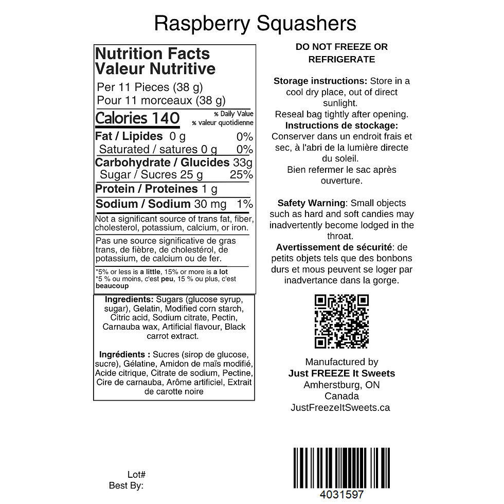 Raspberry Squashers - Freeze Dried Candy Canada - Just Freeze It Sweets