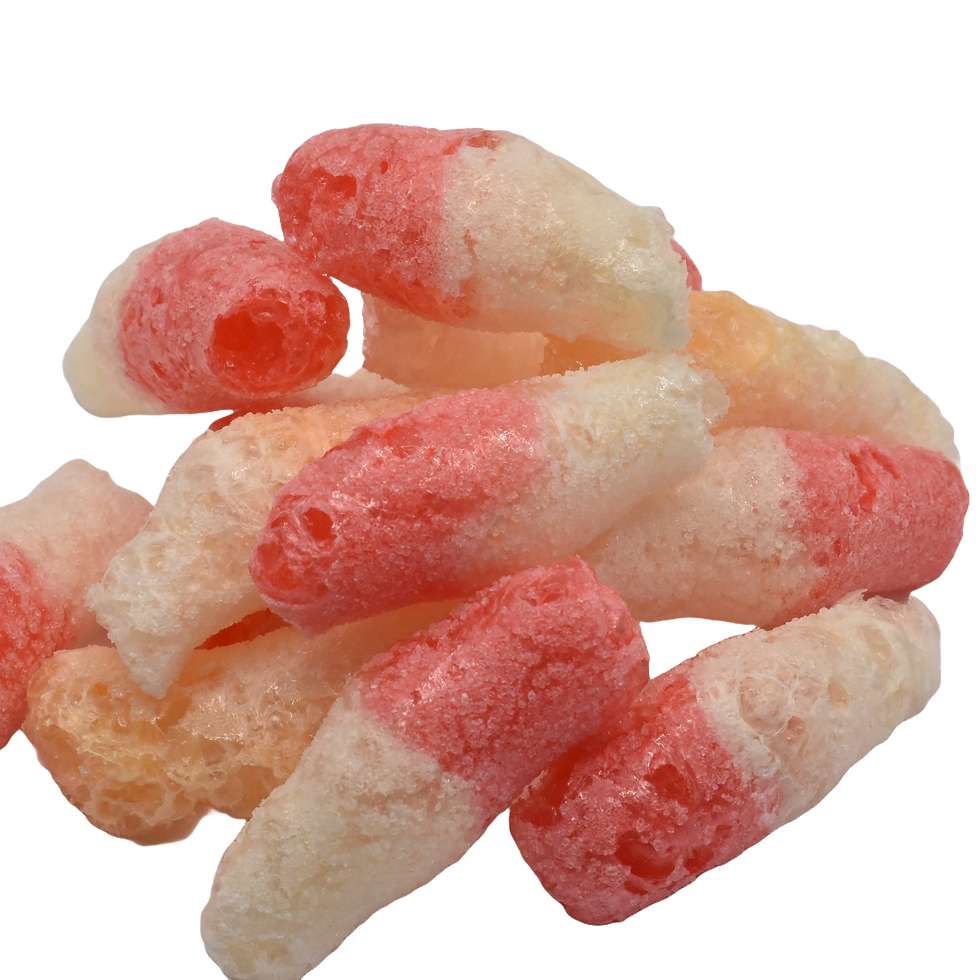 HALAL Freeze Dried Candy - Freeze Dried Strawberry Orange Soda Bottles - Just Freeze It Sweets