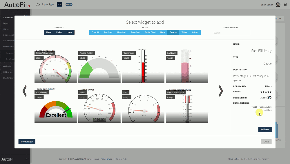 Dashboard configuration