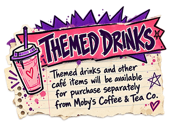 Themed drinks and other café items will be available for purchase separately from Moby’s Coffee & Tea Co.
