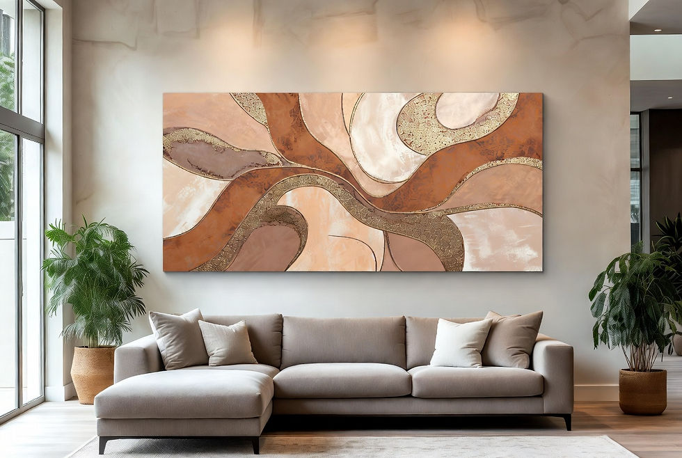 oversized abstract wall art in the living room