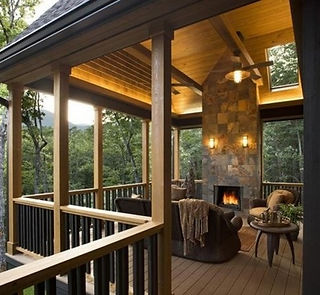 Covered Deck with Fireplace