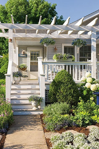 Front Porch Steps with Plants