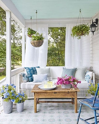 Porch Couch with Throw Pillows