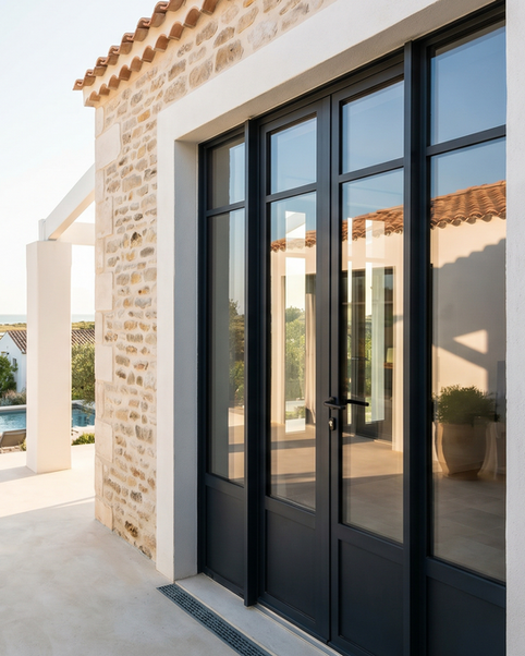 specialiste du verre et de l'aluminium sur l'ile de ré pour les projet de construction ou de rénovation : veranda - pergola - store banne - menuiseries aluminium - fenetres - portes d'entrées, portail aluminium - porte de garage - les ateliers de ré, createurs d'espaces d'exeption sur l'ile de ré