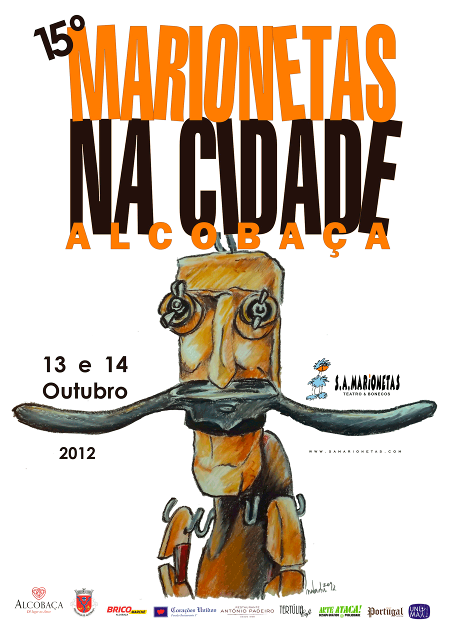 Cartaz do 15º Festival Marionetas na Cidade de Alcobaça de 2012.