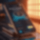Animated mobile phone displaying user interface design with smooth transitions and vibrant colors.