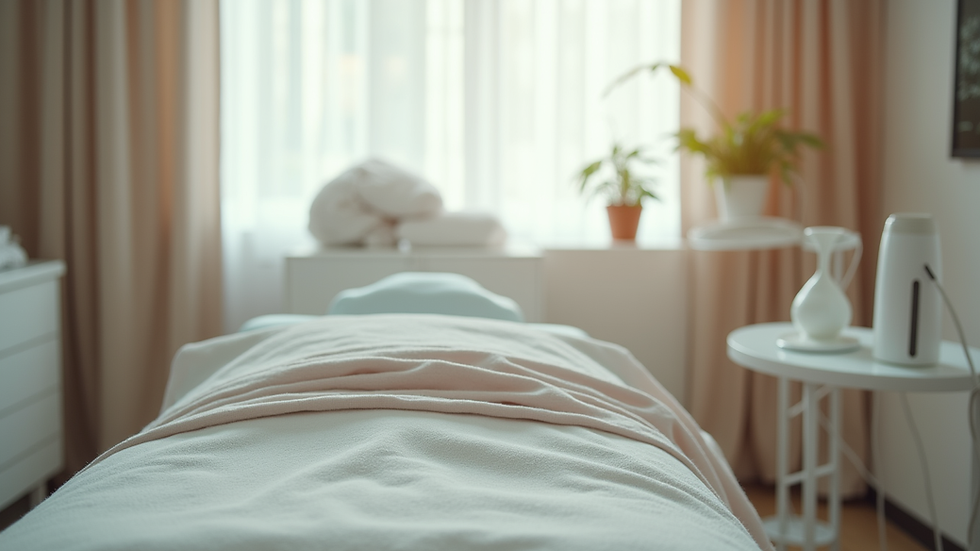 Close-up view of a treatment room with aesthetic equipment neatly arranged