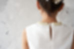 Thumbnail: Flower girl satin top embellished with 3 rows of pearls around the neckline