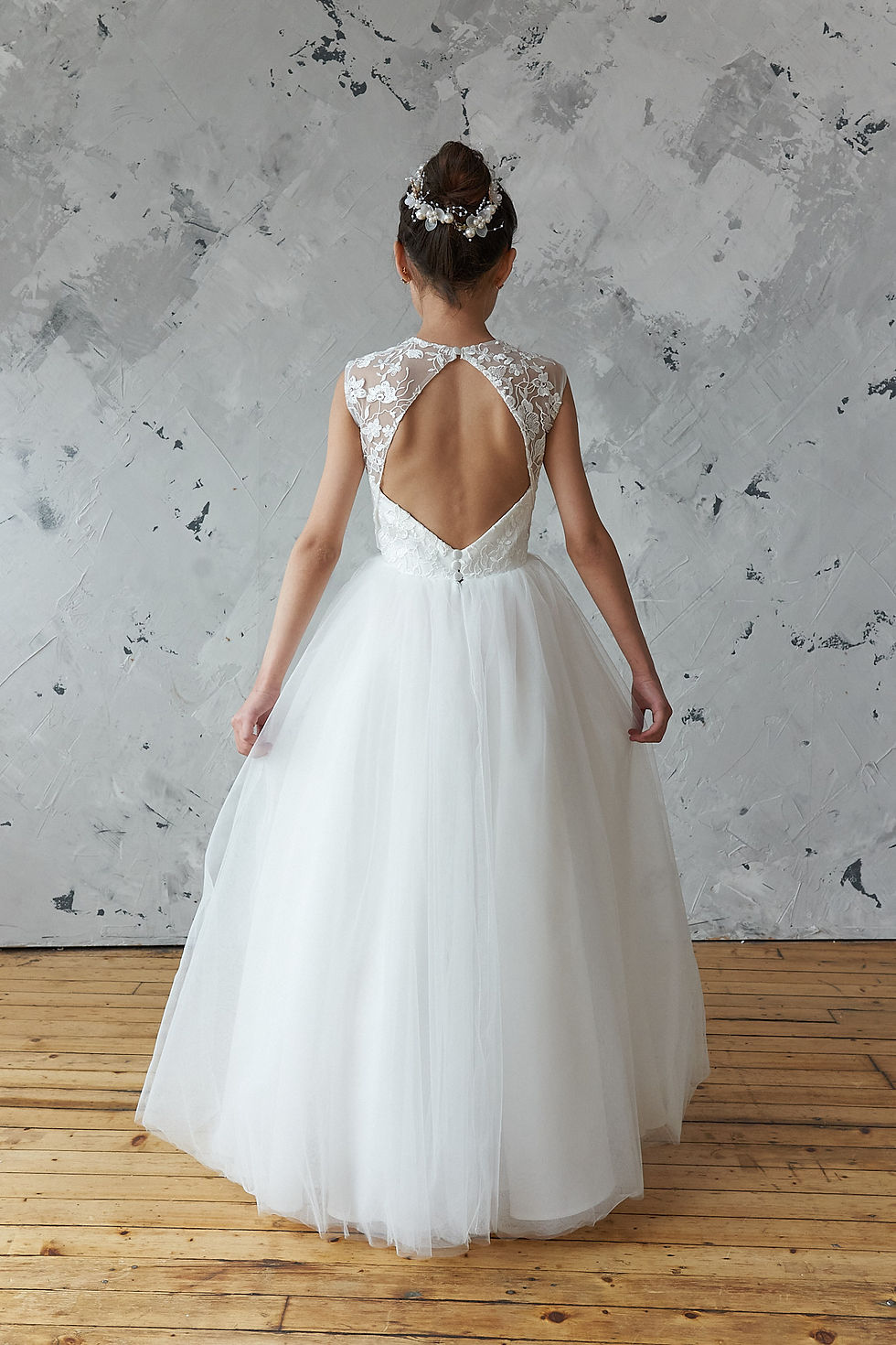 Lace top tulle skirt flower girl dress on sale