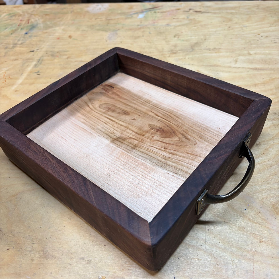 Thumbnail: Walnut & Maple Serving Tray with Antique Handles
