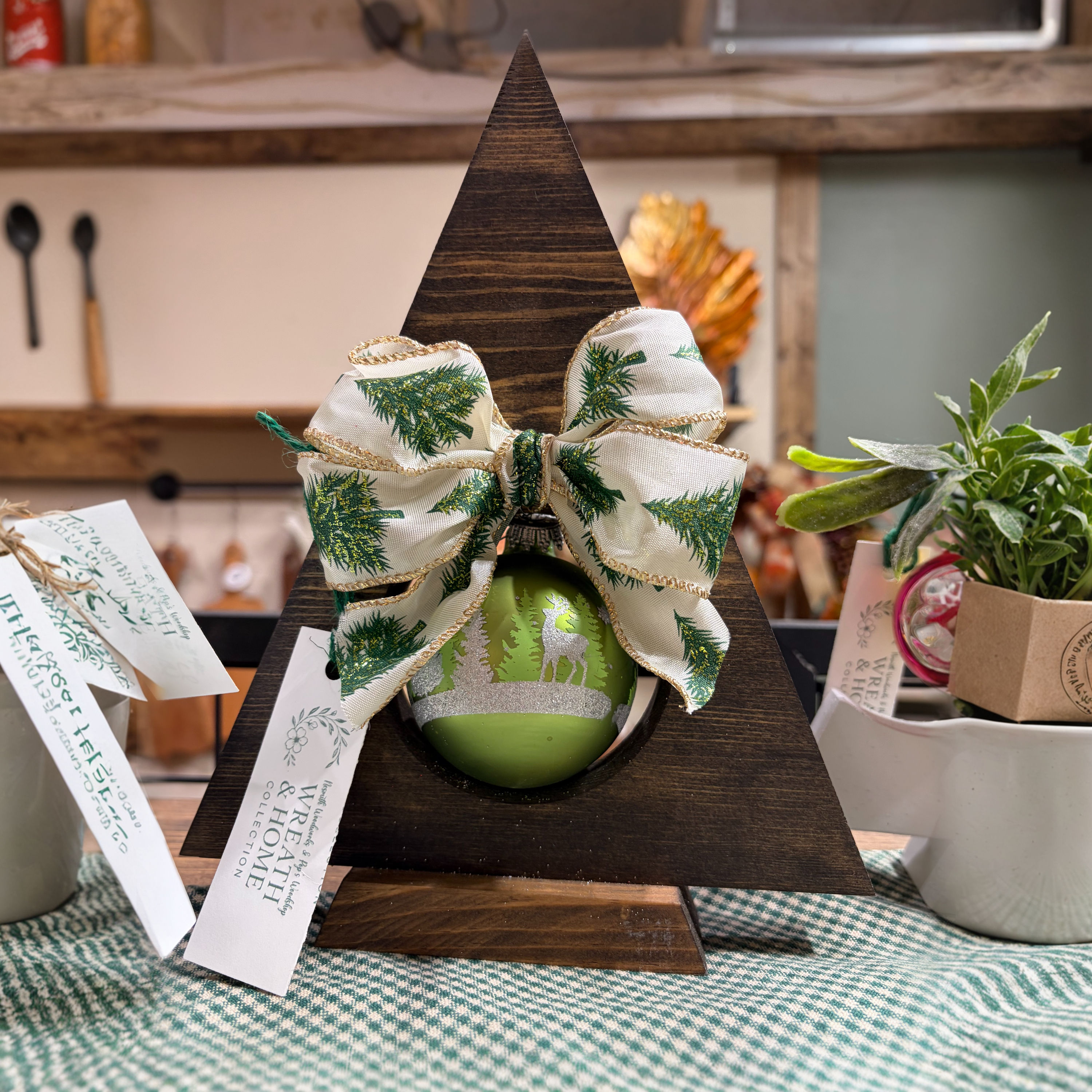 Walnut-Stained Ornament Accent Tree