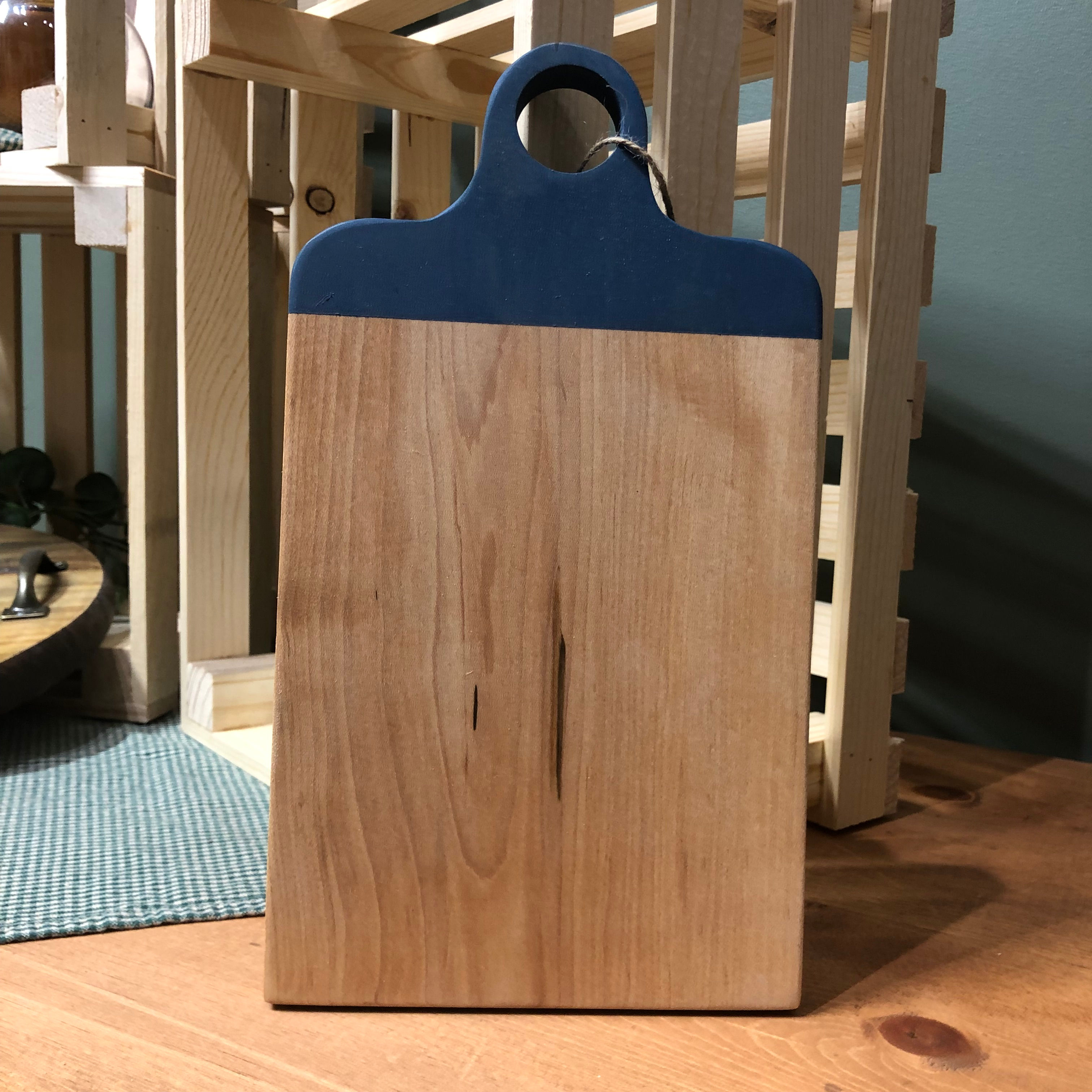 Maple Cutting Board with Blue Painted Handle
