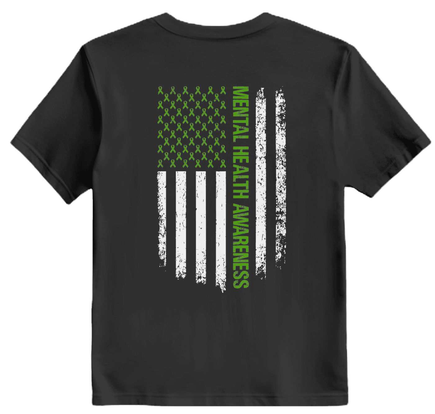 Mental Health Matters With White & Green Flag (On Back Of Shirt)