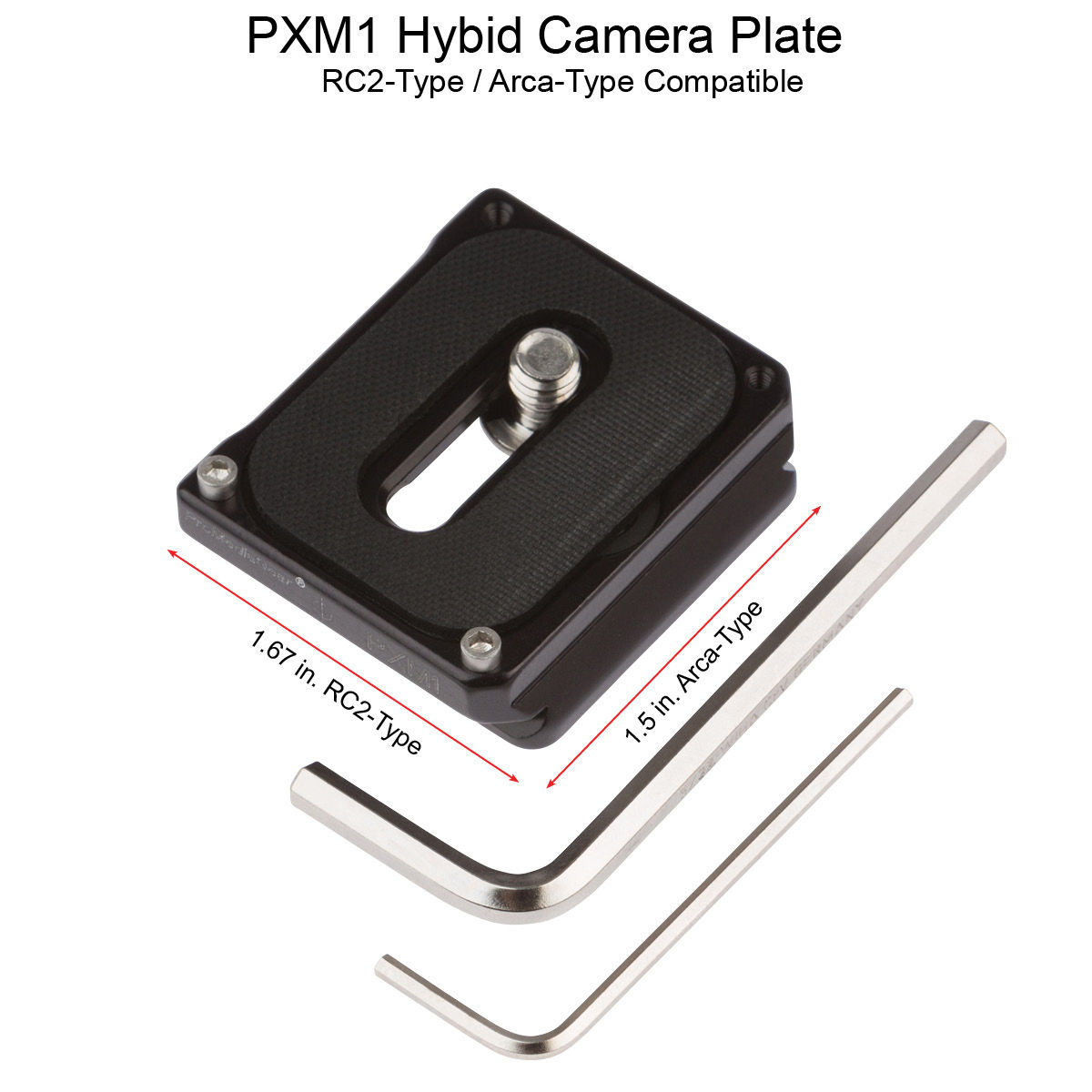 PXM1 Hybrid Manfrotto-Type RC2 with Arca Swiss type Plate built in.