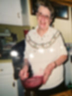 Grandma, Wanda, cooking something in her kitchen