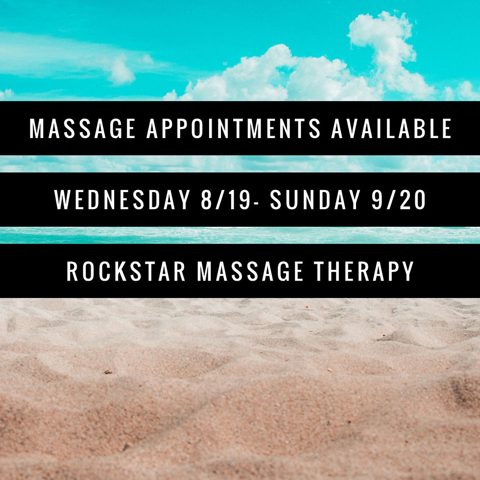 Limited time left - Massage Appts Available 8/19 - 9/20