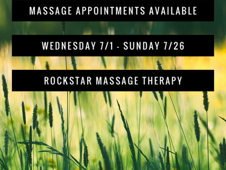 Massage Appts Available 7/1- 7/26