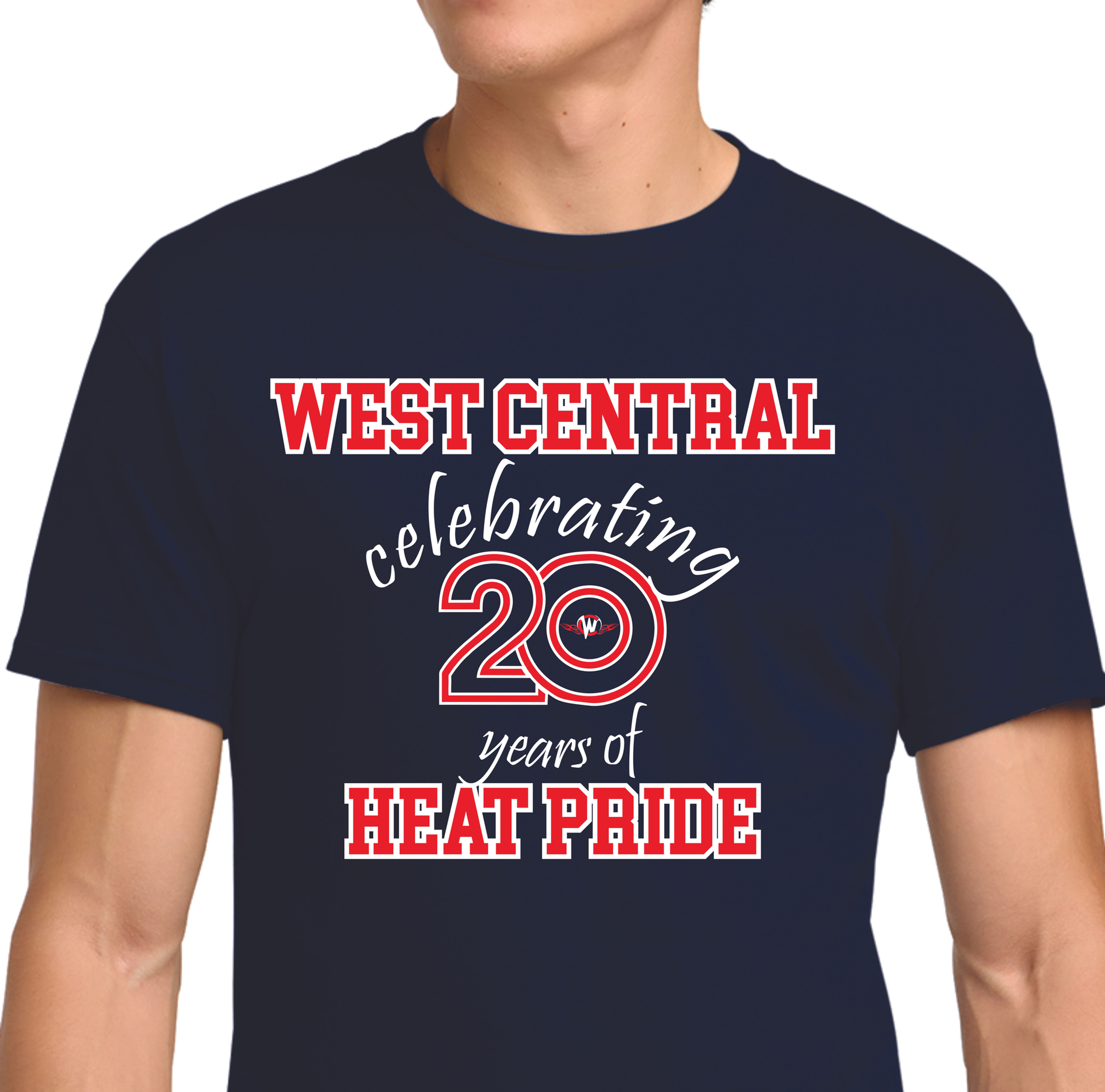 Navy Blue West Central Heat 20 year celebration T-shirt