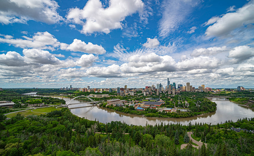 Scenic aerial view of downtown Edmonton, Alberta, Canada..jpg