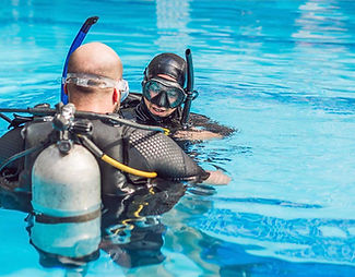 Confined water (swimming pool) training.