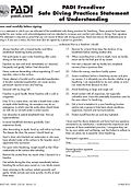 PADI Freediver Safe Diving Practices Statement of Understanding.