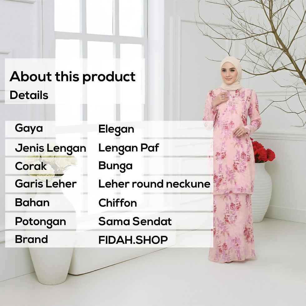 Imej kecil: FIDAH.SHOP LEENA KURUNG MODEN Elegan Floral Chiffon Kurung Muslimah Wear Raya Da