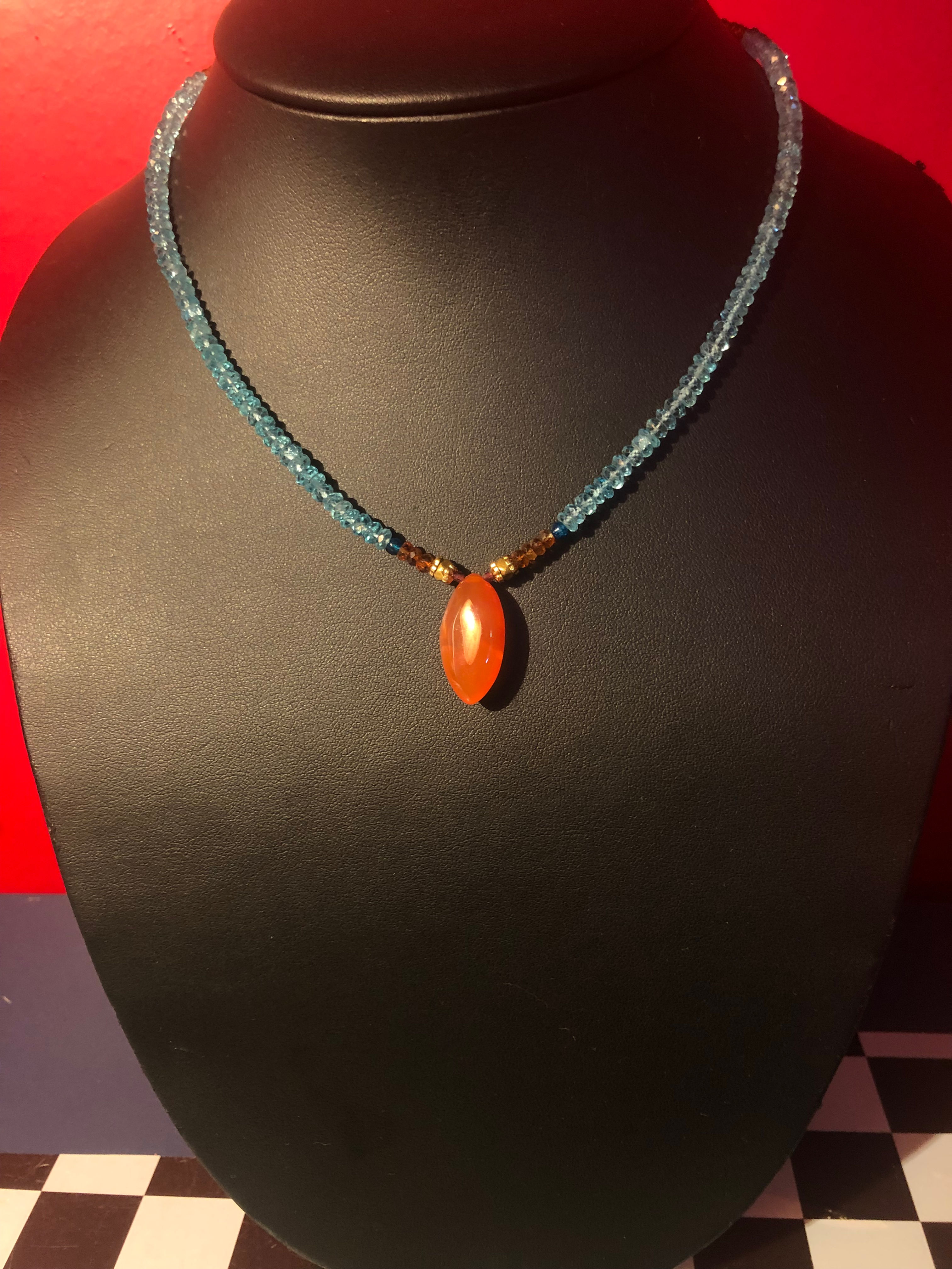 Apatite, carnelian drop