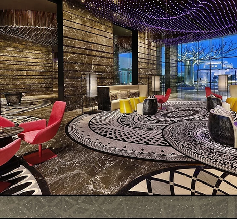 A detail shot of the flooring design created by SANTI Design House.