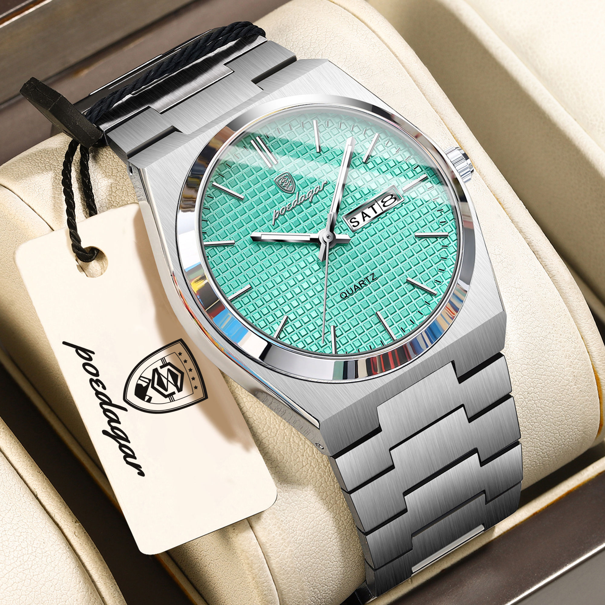 POEDAGAR Luxury Fashion Men's Watch Waterproof Stainless Steel Quartz Men Wristw