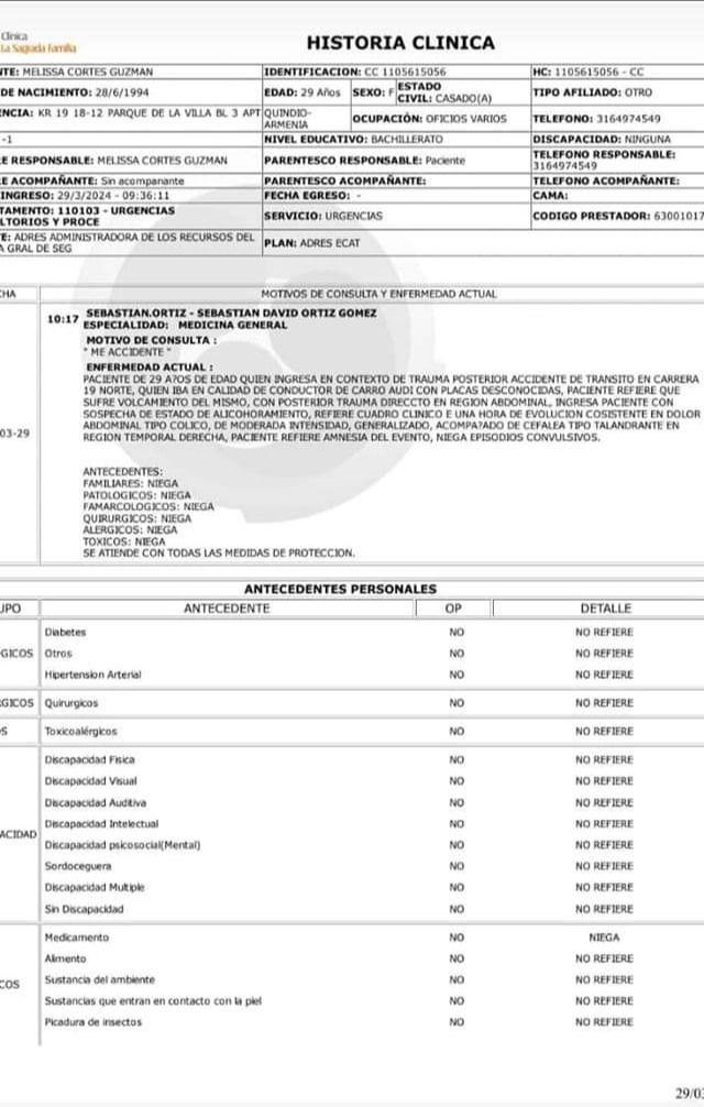 En dicho perfil, Cortés señalaba ser ingeniera civil, mientras que, en la historia clínica, señaló que se dedicaba a oficios varios.