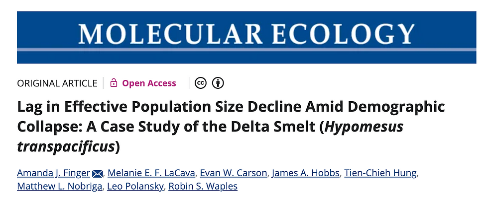 New GVL paper on Delta Smelt in Molecular Ecology!