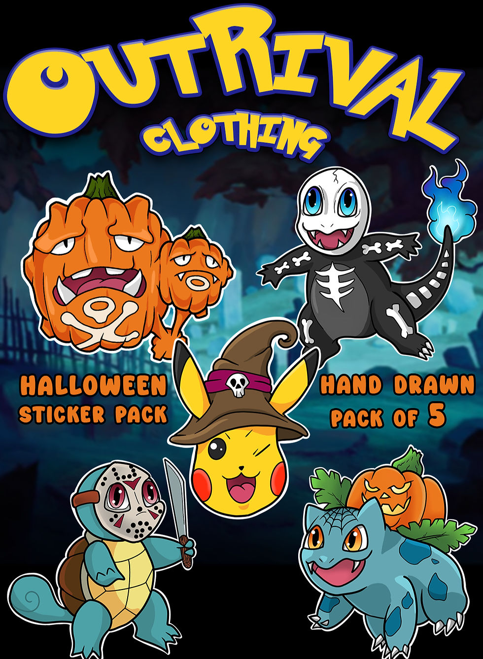 Thumbnail: Halloween Themed Sticker 5-Pack - Restock
