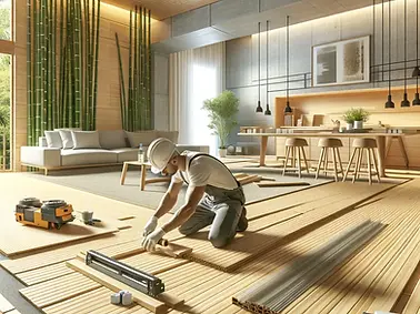 DALL·E 2024-03-21 15.47.55 - Create an image that showcases sustainable flooring materials