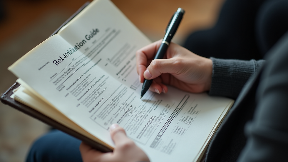Eye-level view of a person reading a grant application guide