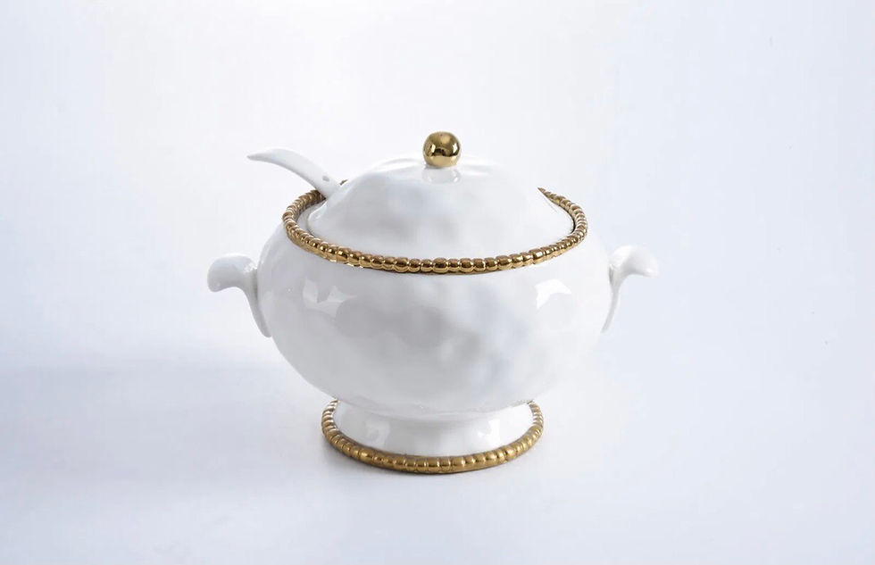 Thumbnail: Gold beaded Soup Tureen & Ladle