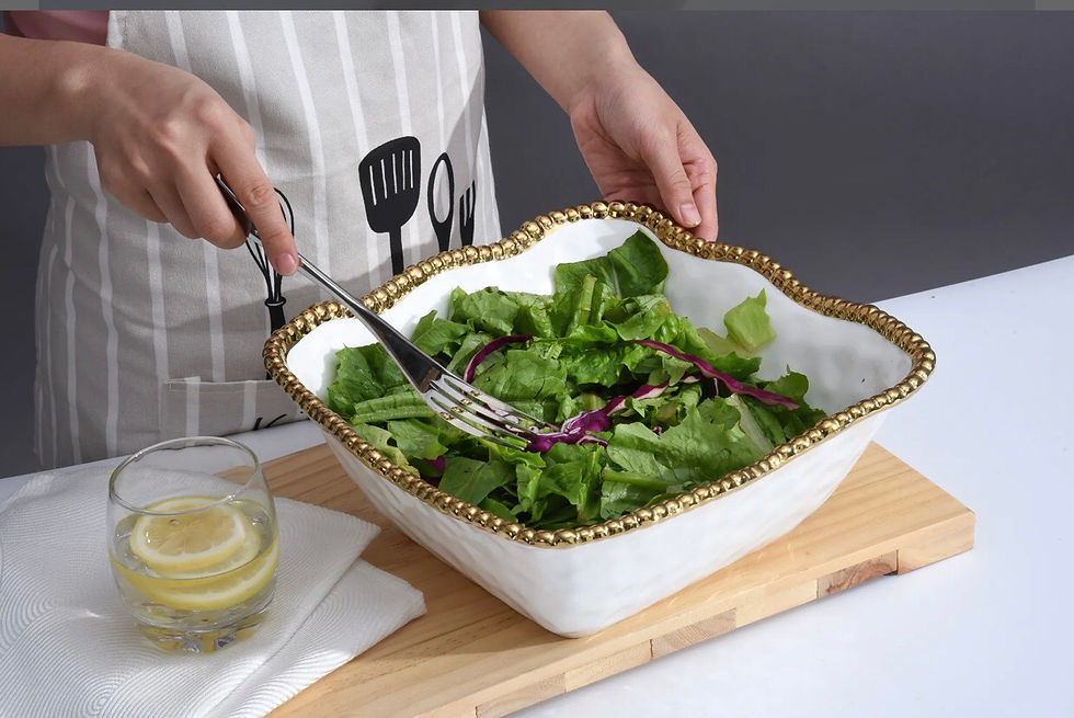 Thumbnail: Gold beaded Square Salad Bowl 