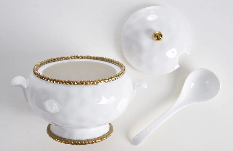 Thumbnail: Gold beaded Soup Tureen & Ladle
