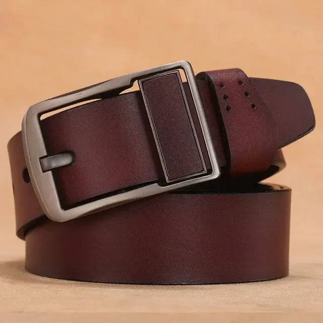 Miniatura: Genuine Leather Men's Belt Casual Solid Pattern Large Sizes