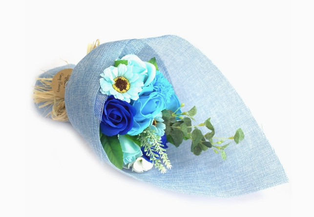 Miniature : Bouquet de fleurs en savon bleu