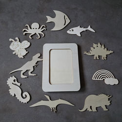 Bilderrahmen Holz mit Holzfiguren